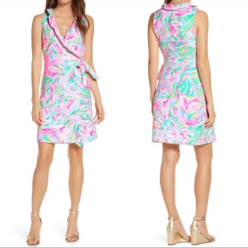 Lilly Pulitzer Romee Wrap Ruffle Dress Multi Croc My World Summer Preppy Small‎ - Picture 2 of 10